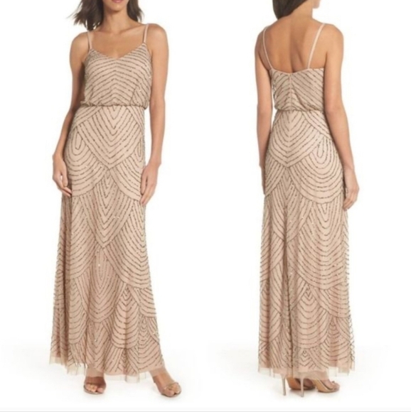 Adrianna Papell Dresses & Skirts - Adrianna Papell Cream Sequin Embellished Maxi Dress